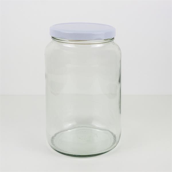 Oppbevaringsglass 1,7 liter – dekorativt glass med hvitt skrulokk til fermentering og sylting